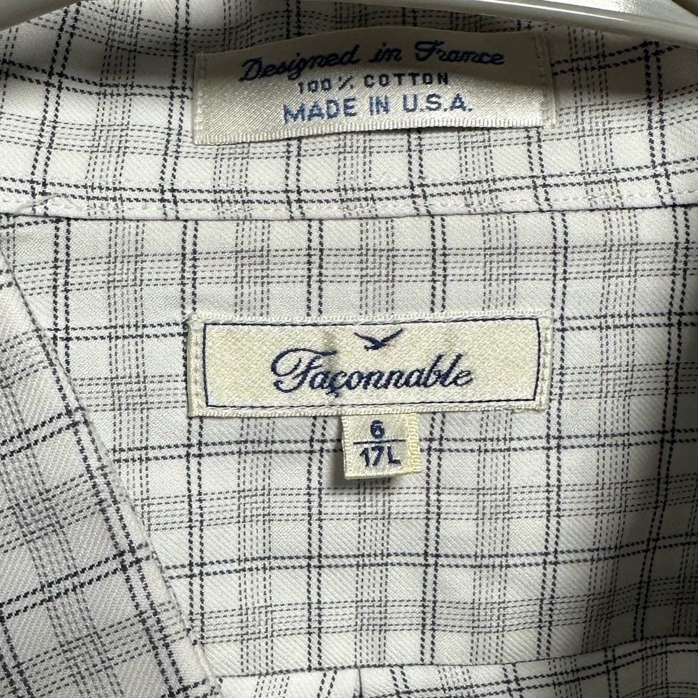 Faconnable Light Gray Checkered Button Down Shirt… - image 2